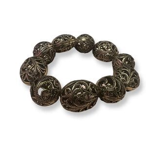 ⭐️3/$25⭐️ NWT Gorgeous Antique Gold Filigree Balls Stretch Bracelet